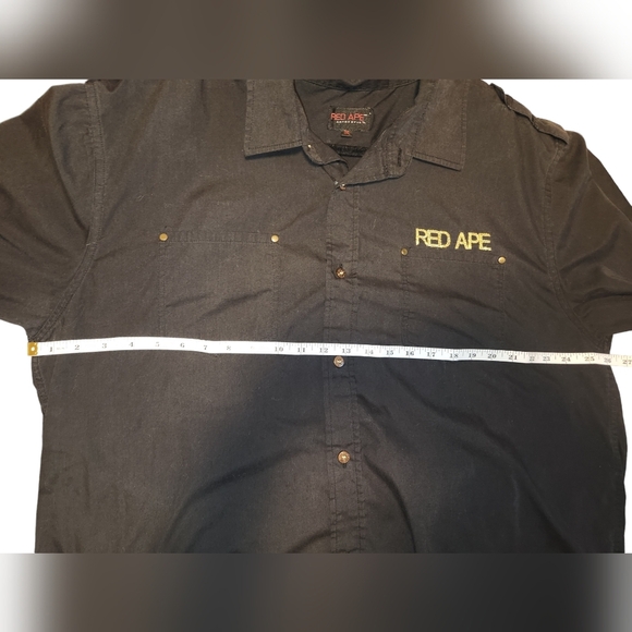 Red Ape Authentic Mens‎ Short Sleeve Black Button Down Shirt Size 3XL - Picture 5 of 10